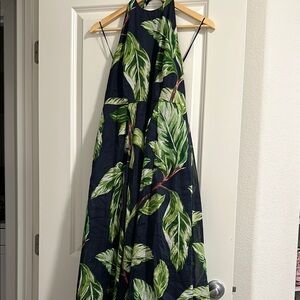Leaf Print Halter Dress
